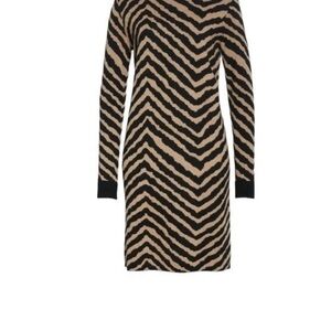 Hugo Boss Black and Tan Long Sleeve Dress
